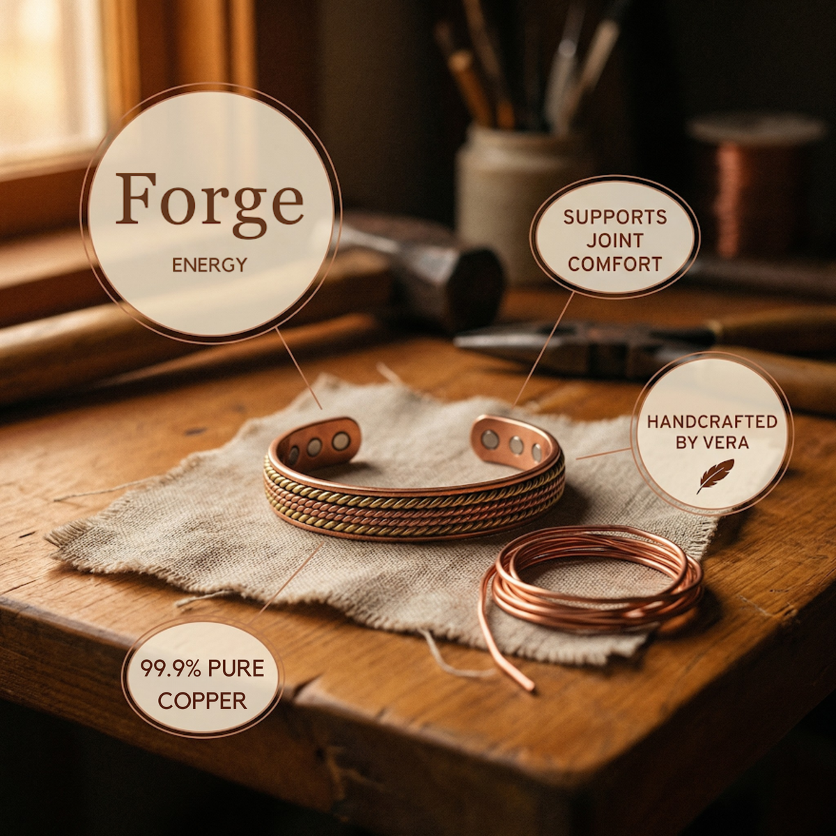 Koperen armband – Smidse II