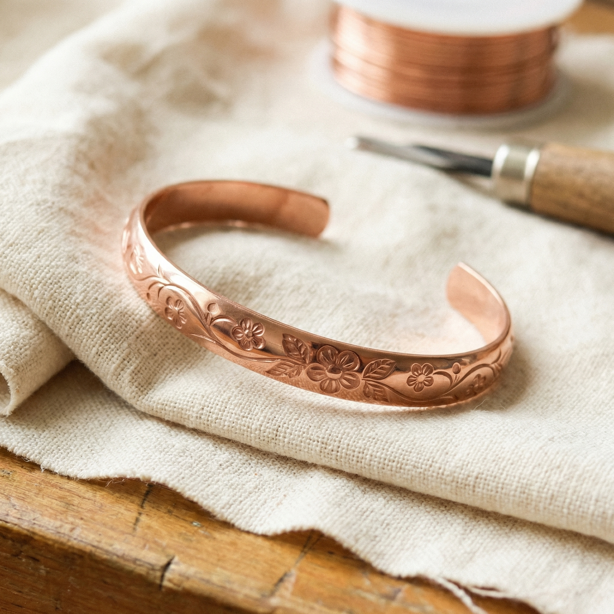 Koperen armband – Bloei
