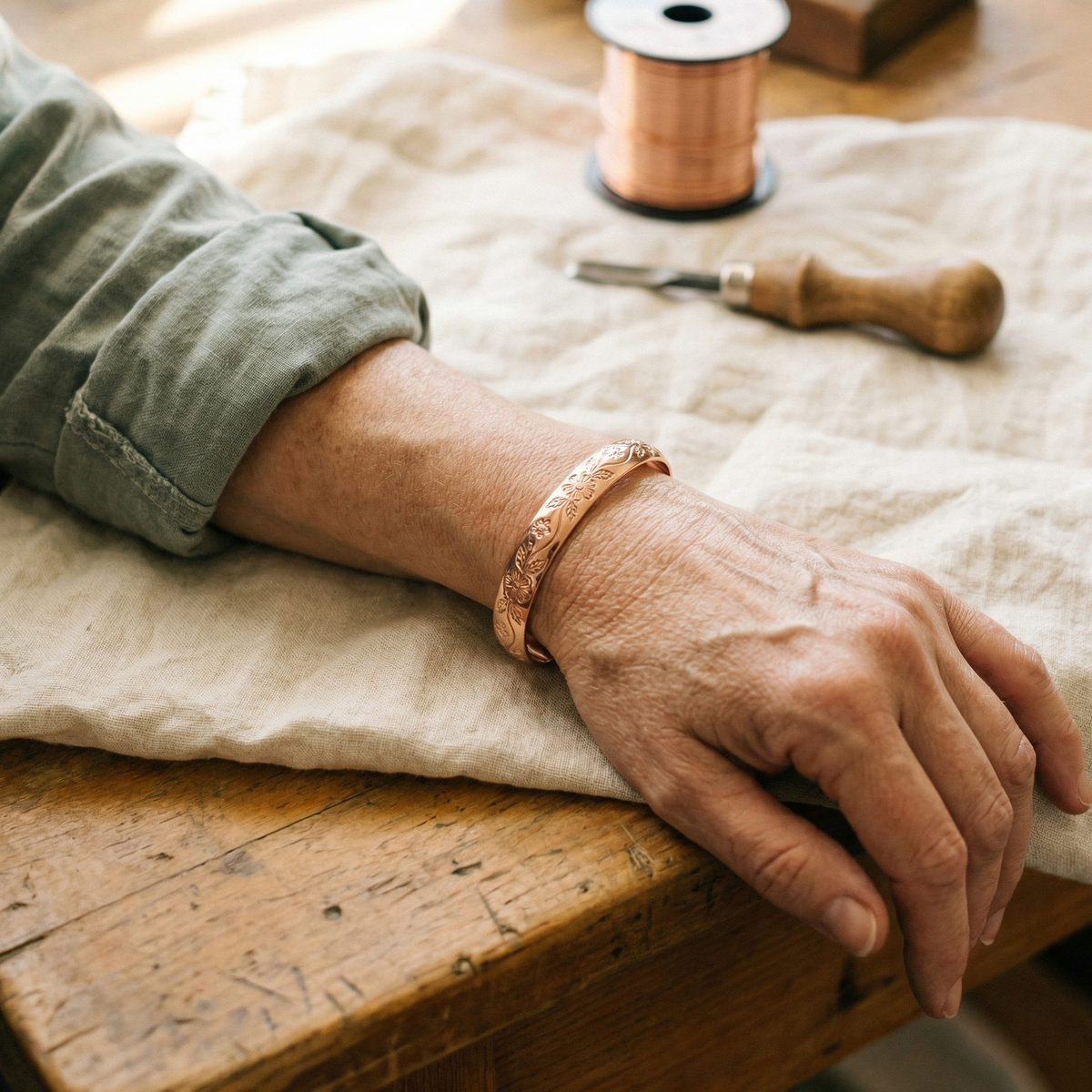 Koperen armband – Bloei
