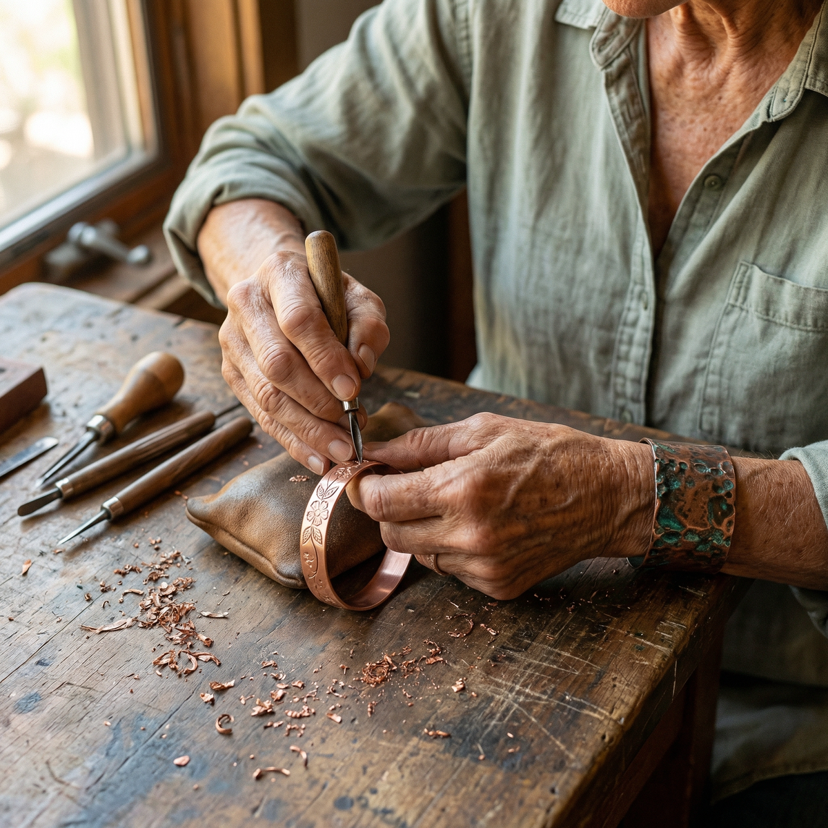 Koperen armband – Bloei