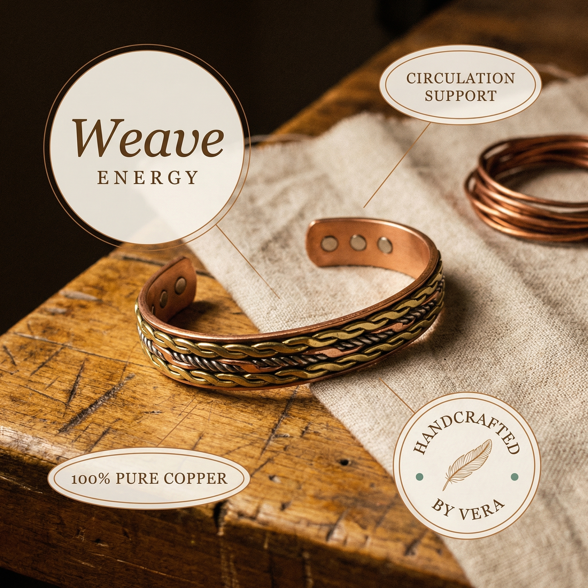 Koperen armband – Vlecht