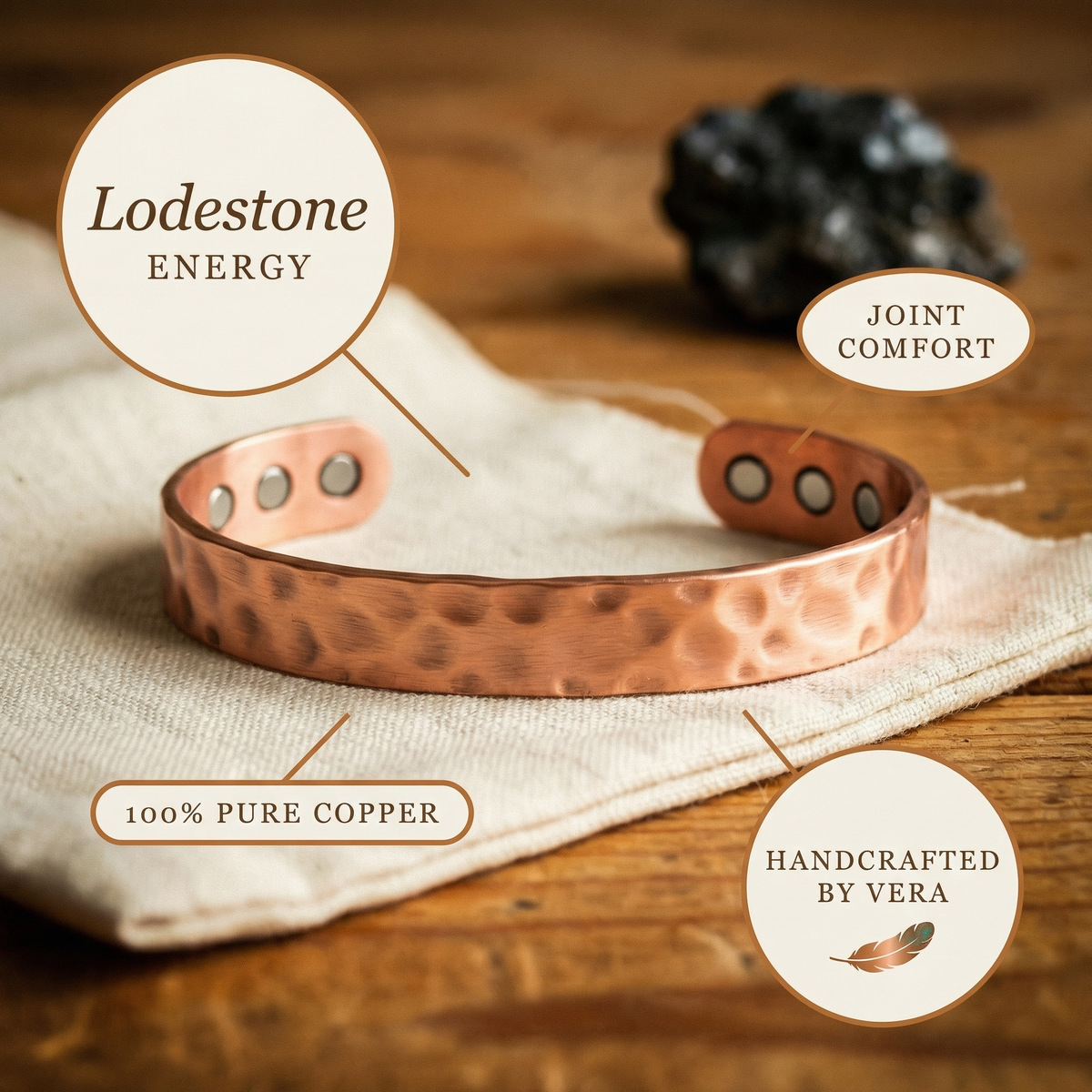 Koperen armband – Kompas