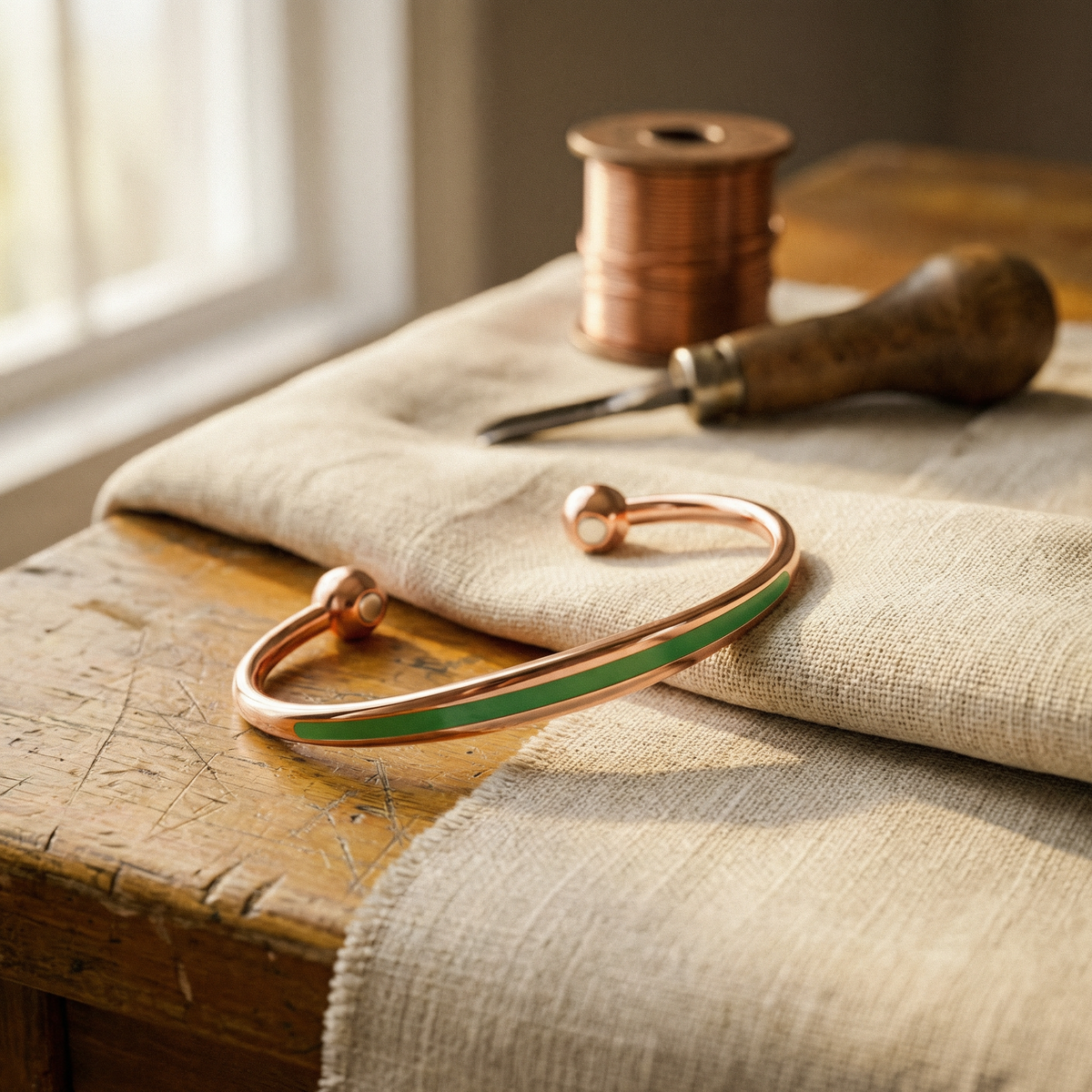Koperen armband – Groenlijn
