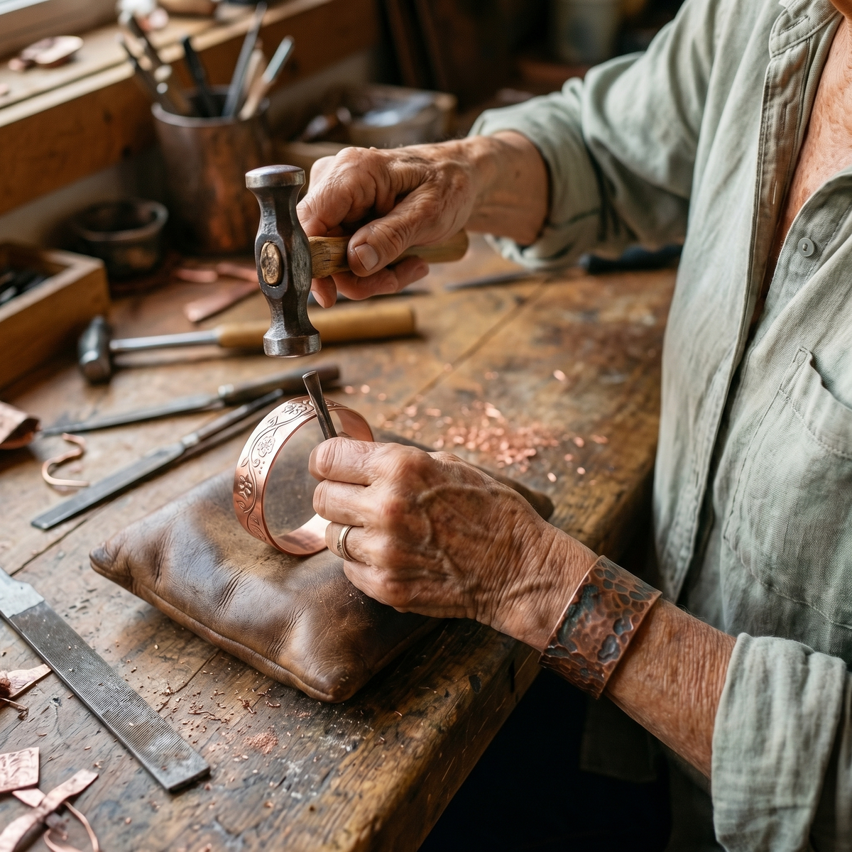 Koperen armband – Klok