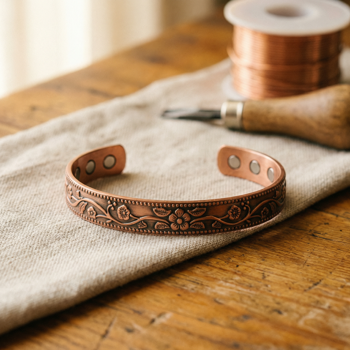 Koperen armband – Klok