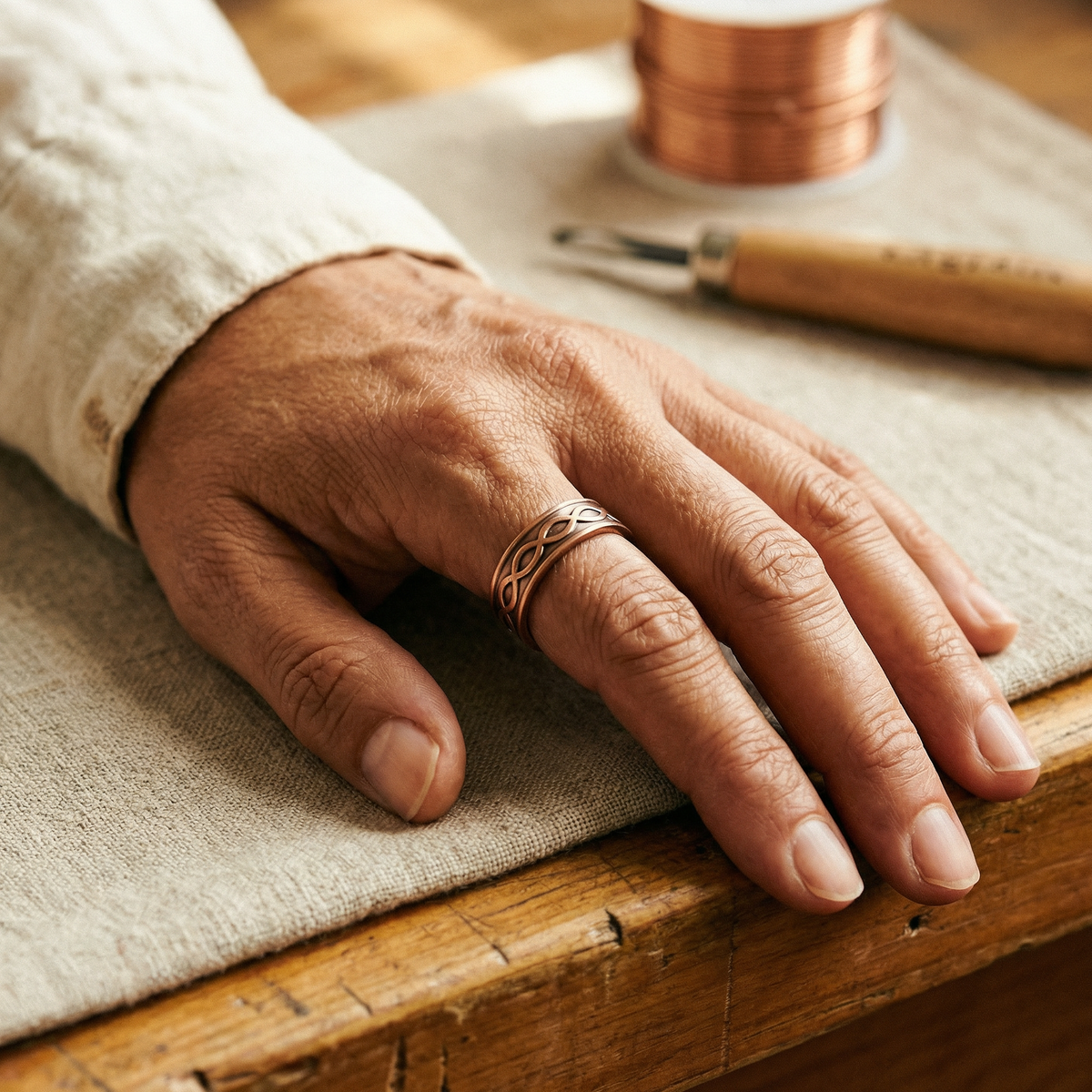 Koperen ring – Houtskool