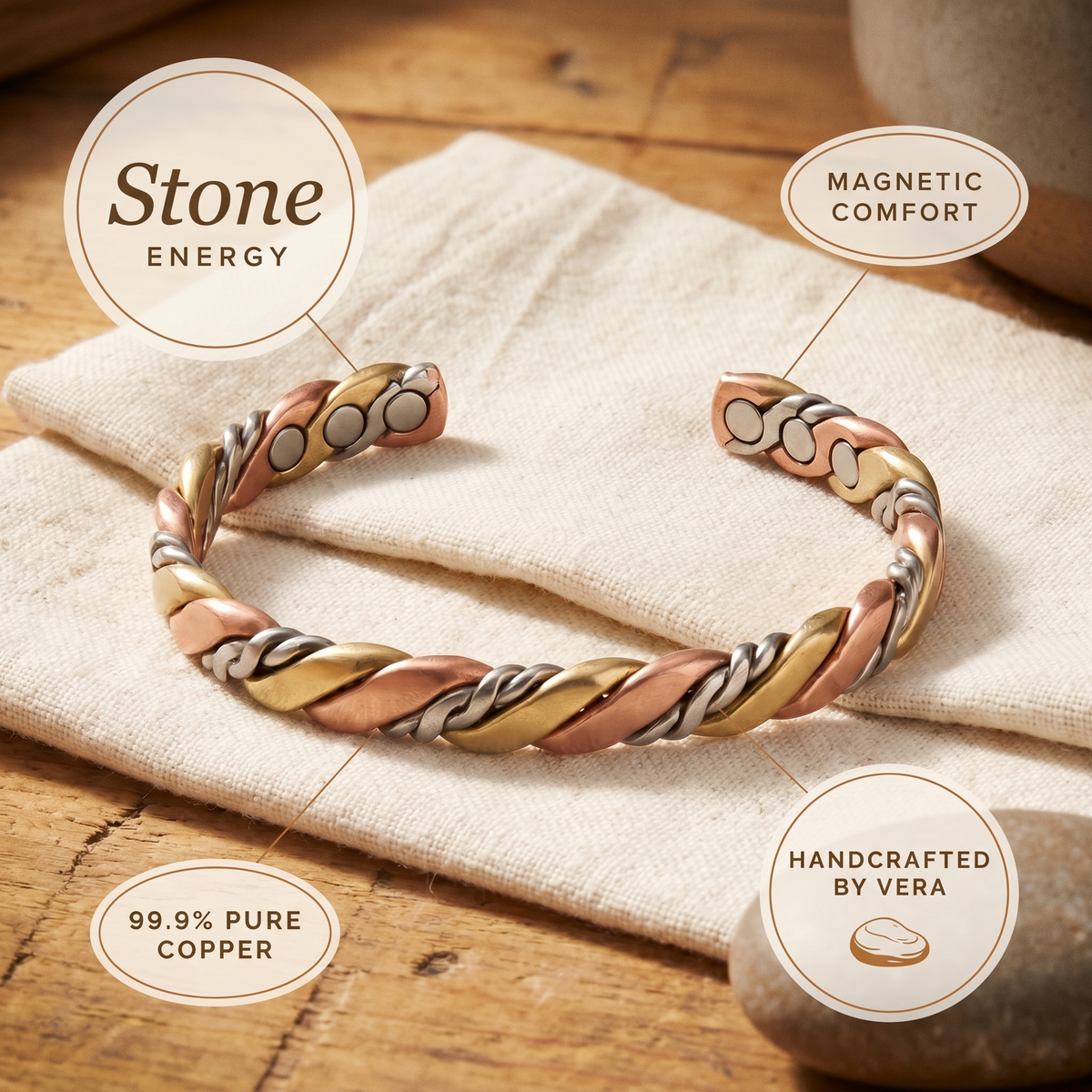 Koperen armband – Steen