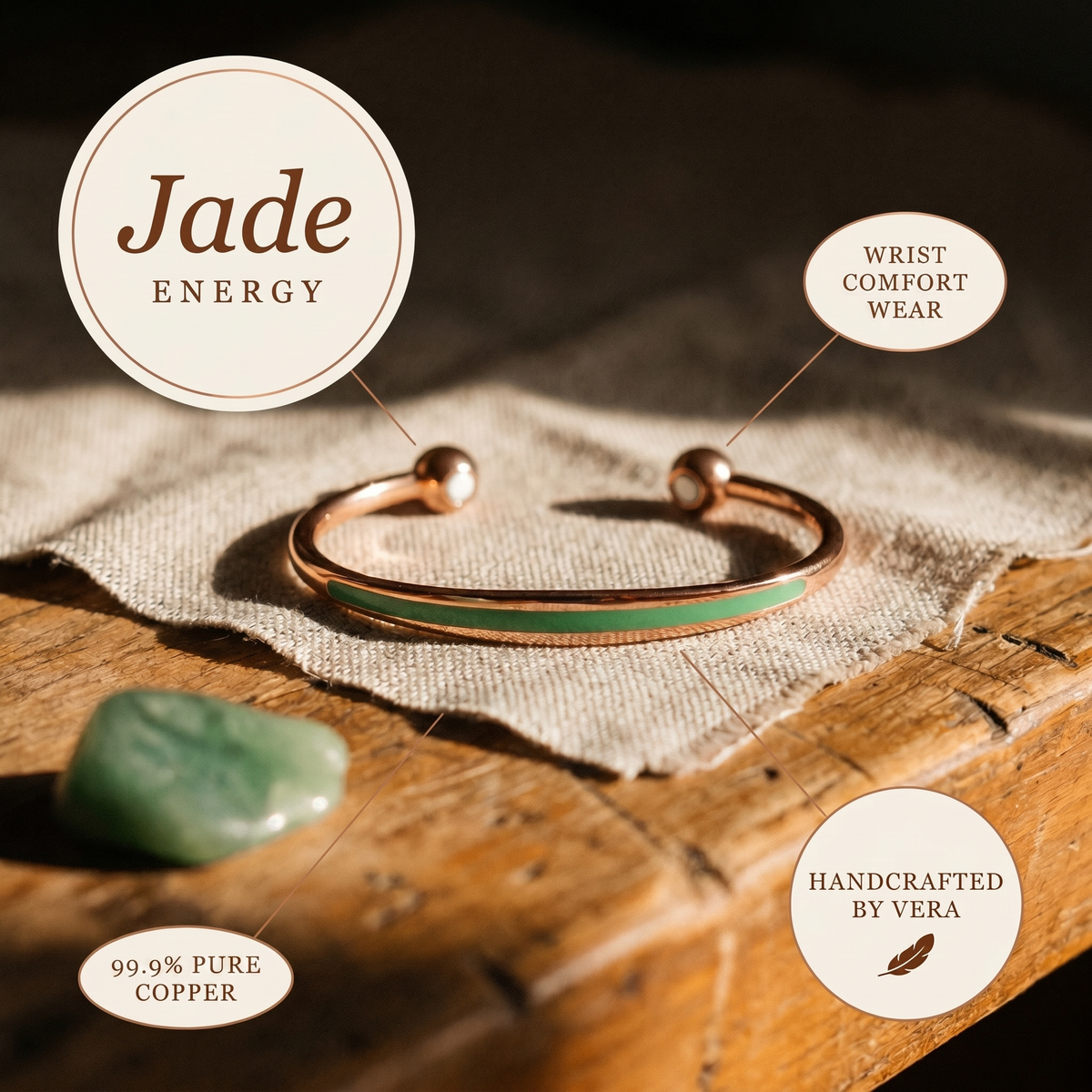 Koperen armband – Groenlijn