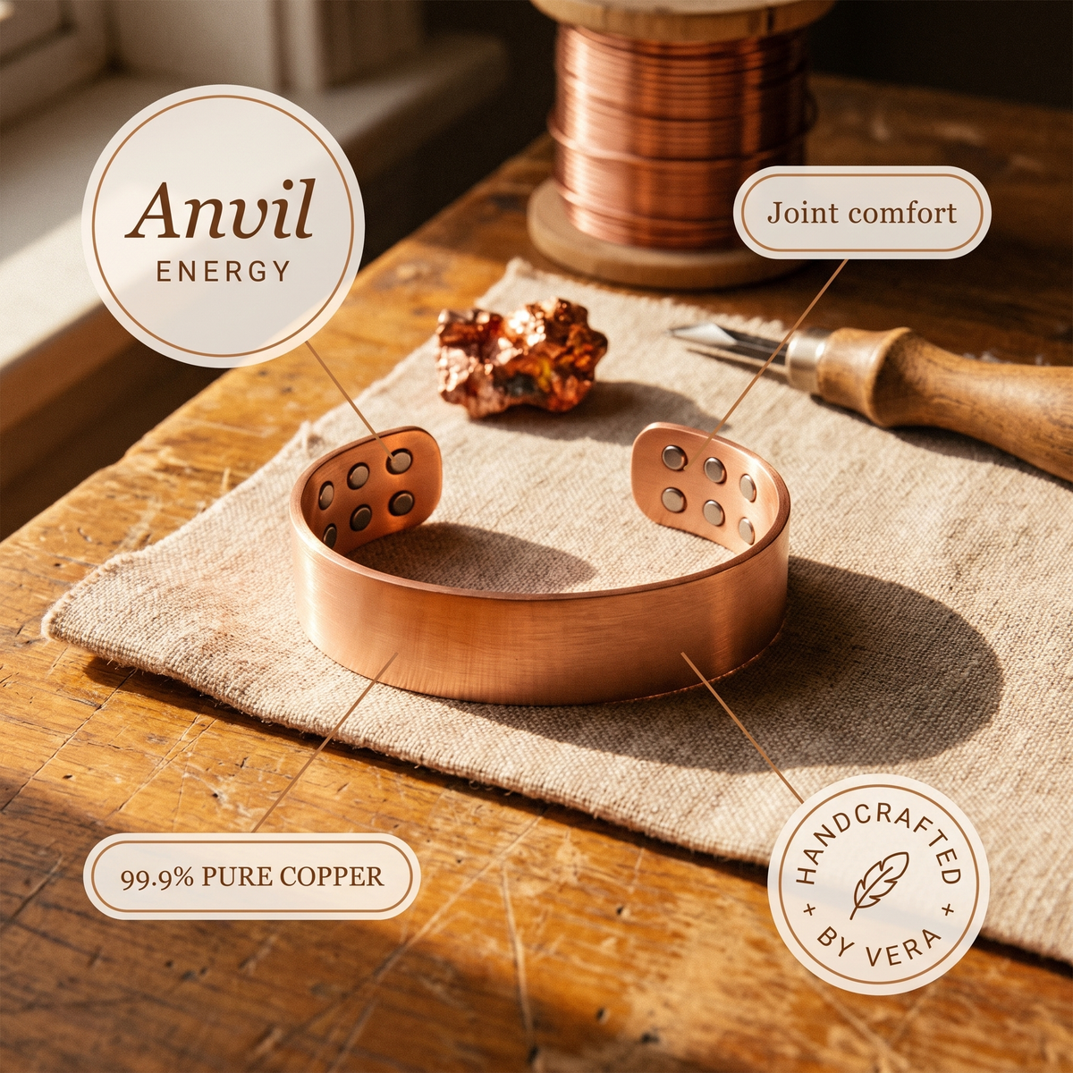 Koperen armband – Aambeeld