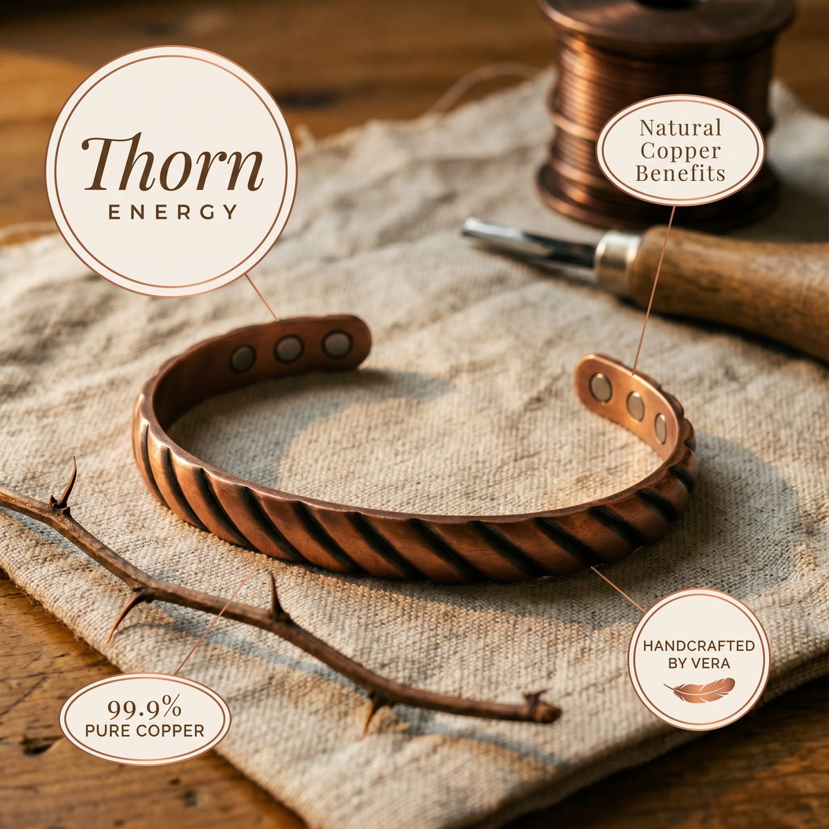 Koperen armband – Doorn