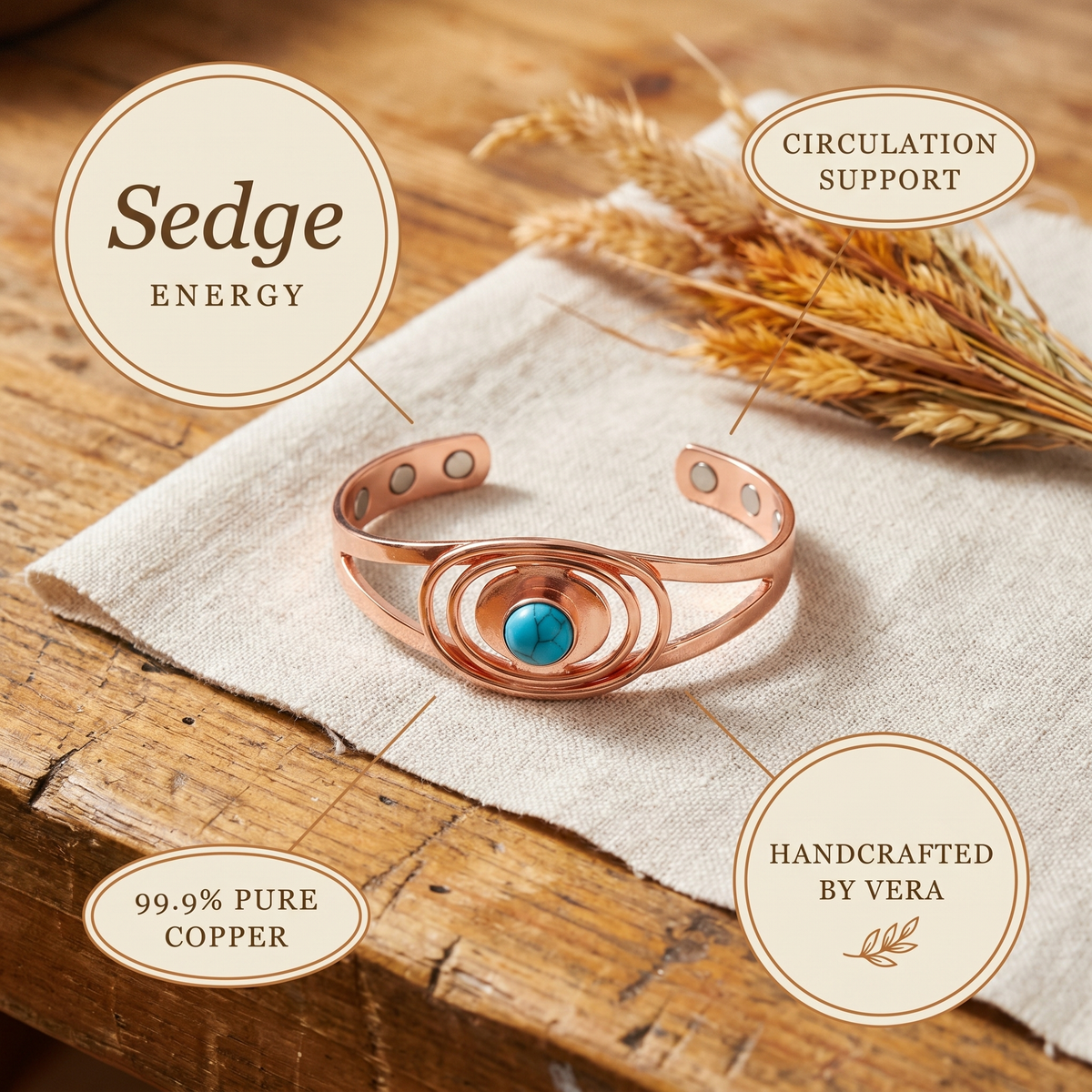 Koperen armband – Zegge