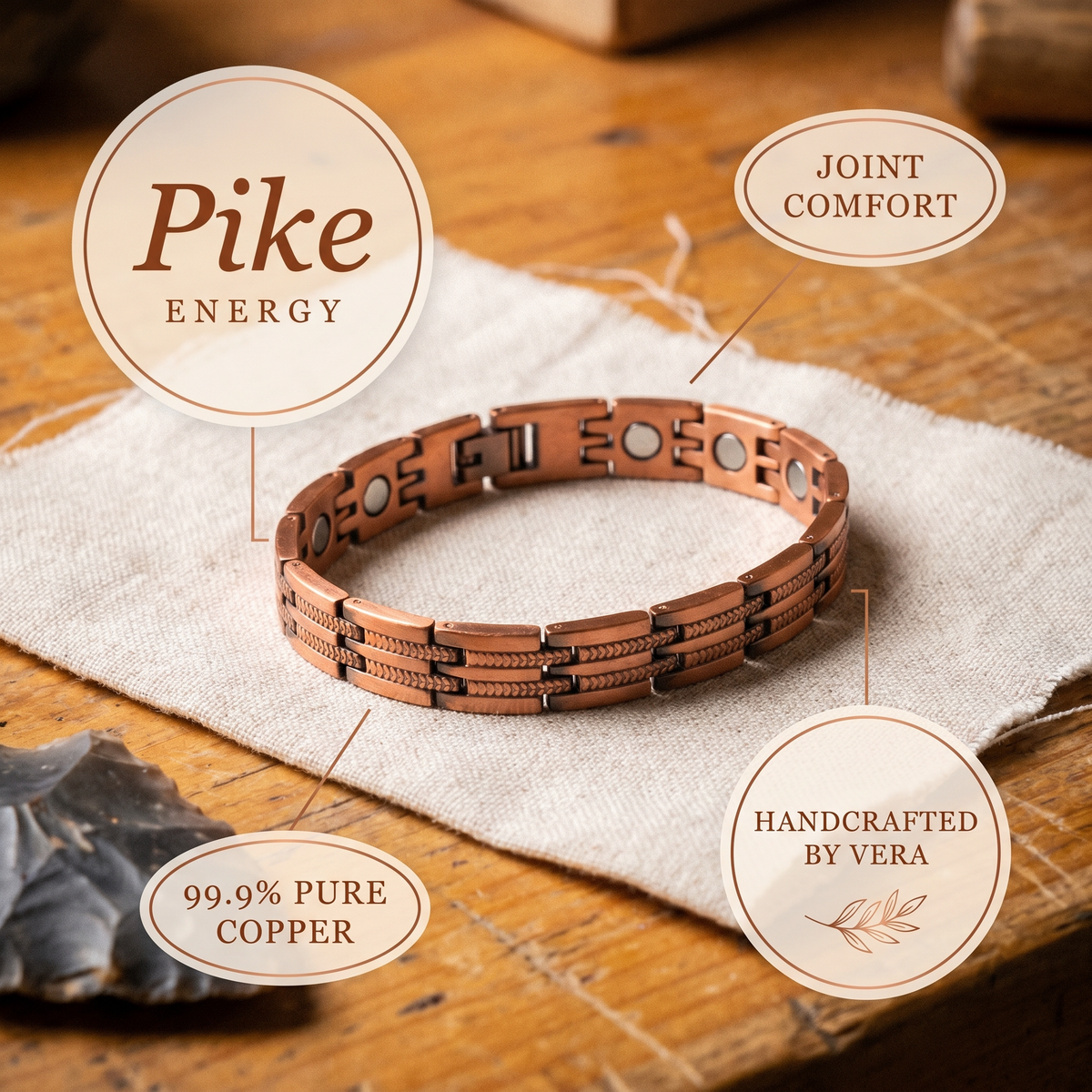 Koperen herenarmband – Snoek