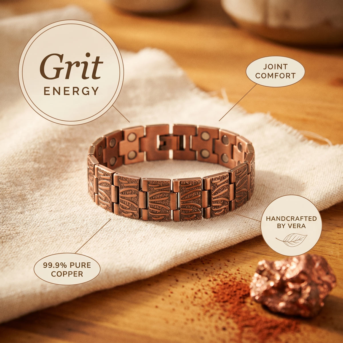 Koperen herenarmband – Gruis