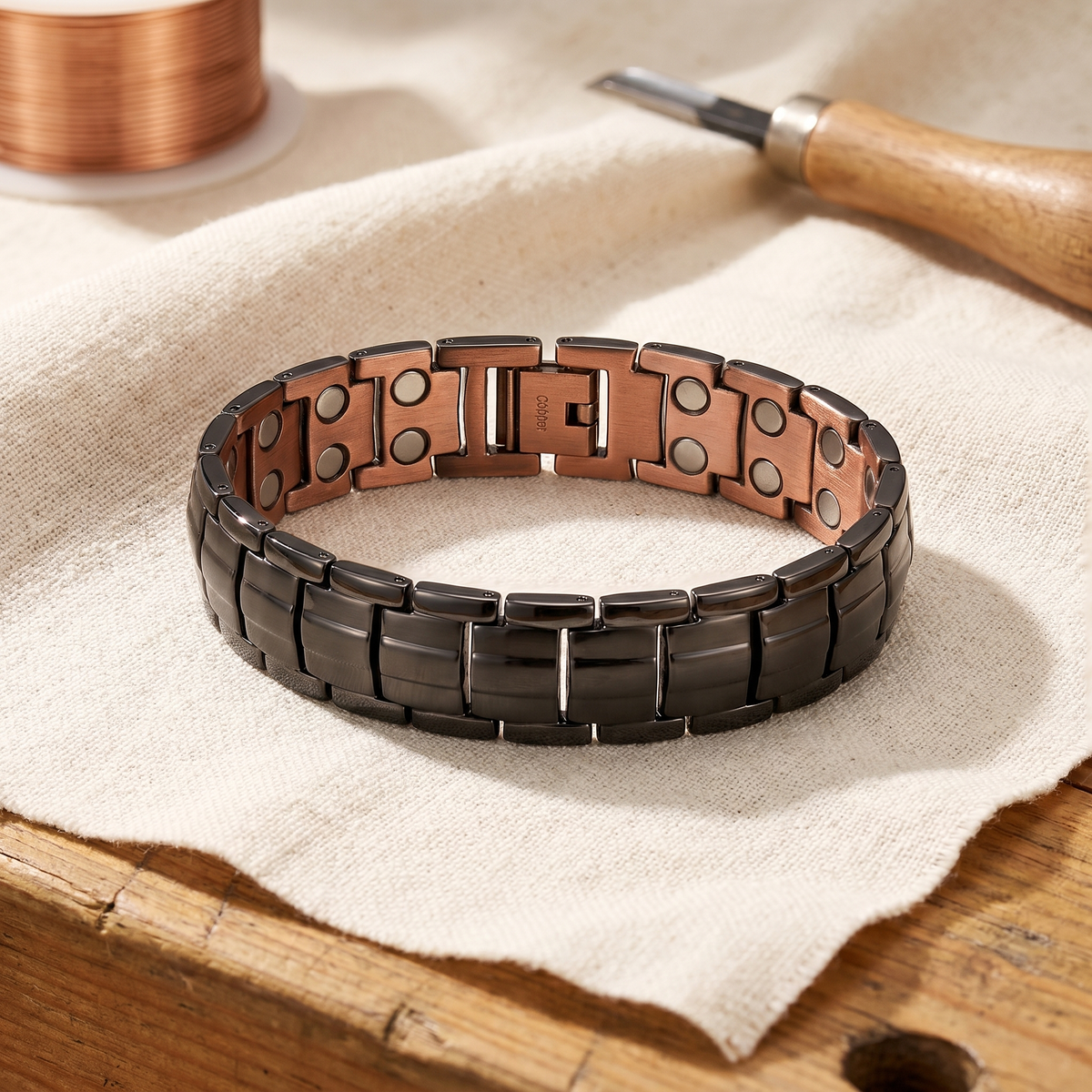 Koperen herenarmband – Oker