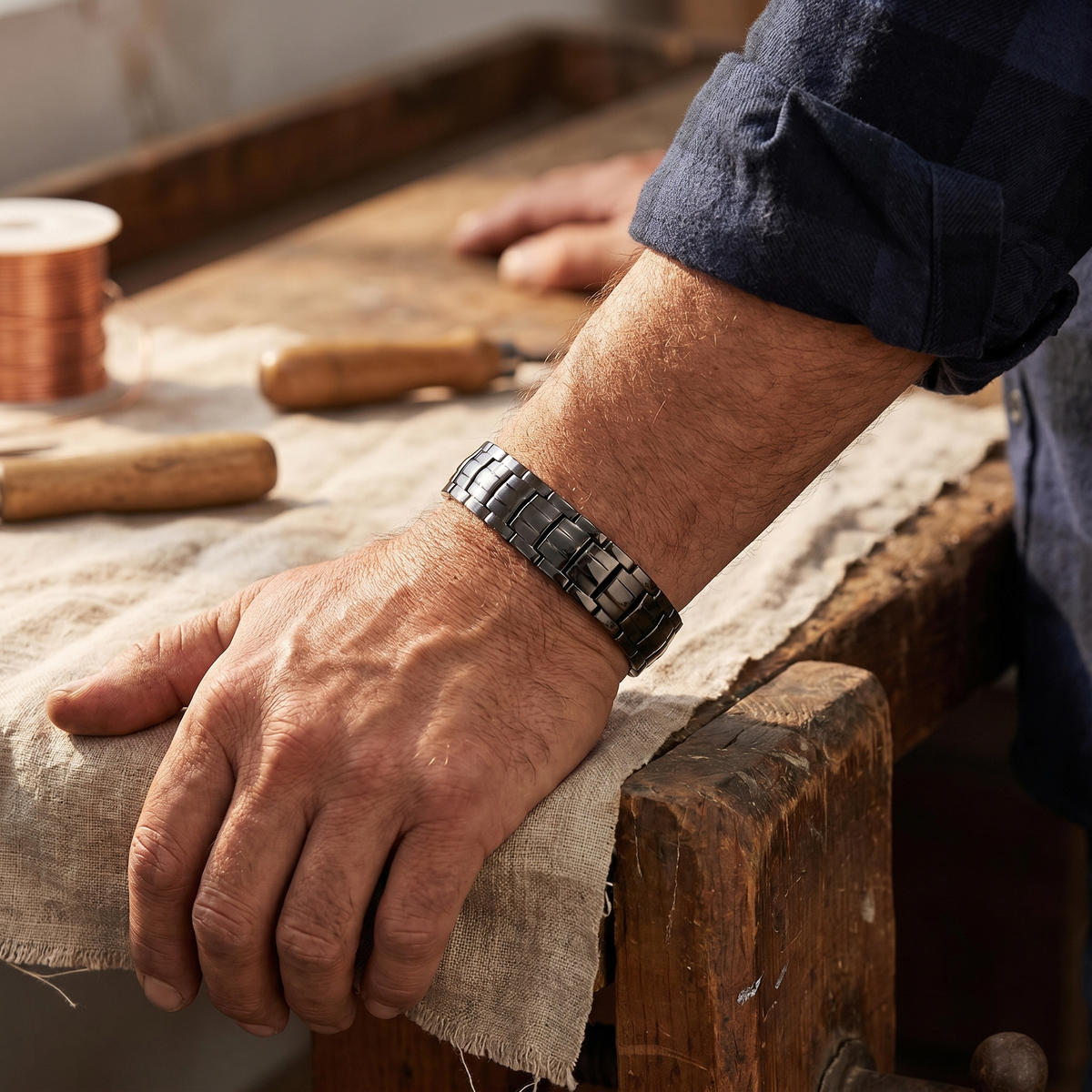 Koperen herenarmband – Oker