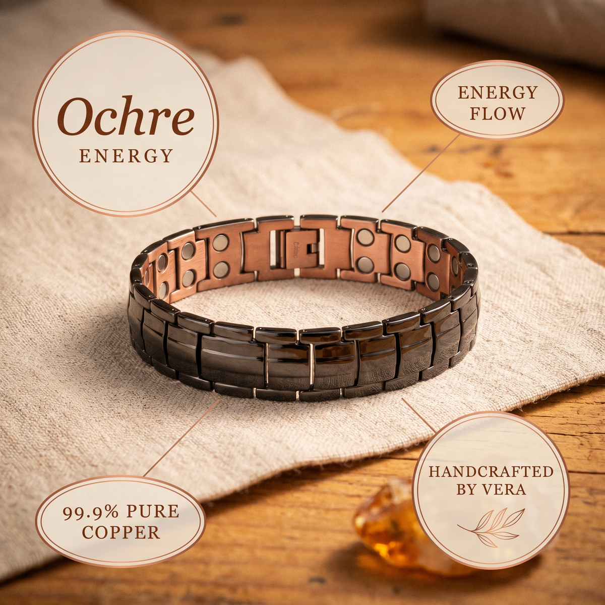 Koperen herenarmband – Oker