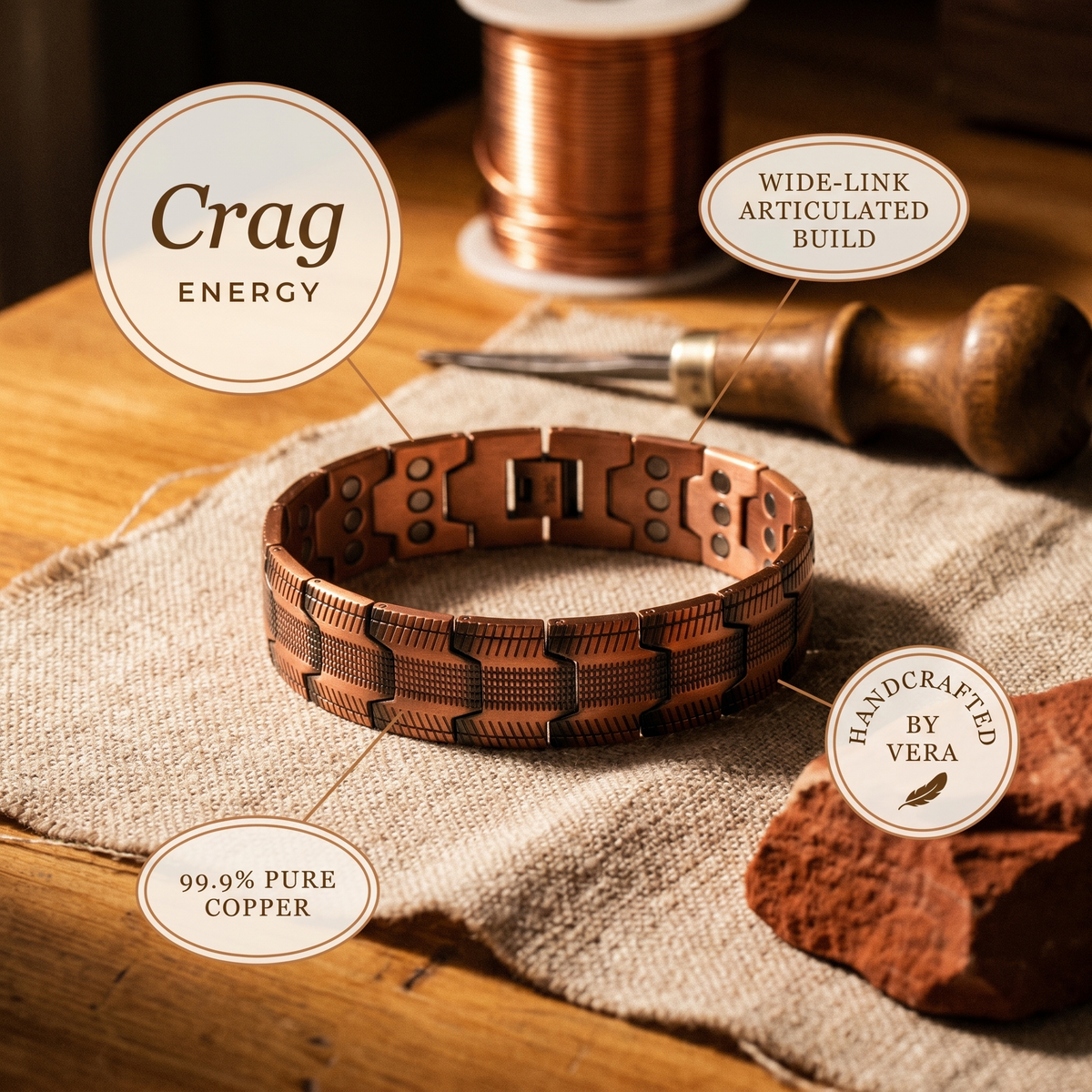 Koperen armband – Klip