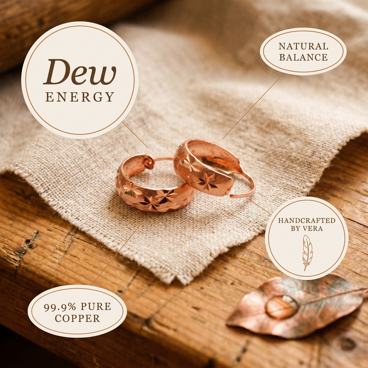 Koperen oorbellen – Dauw