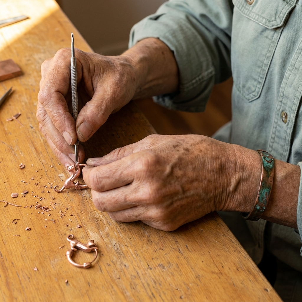 Koperen oorbellen – Werveling