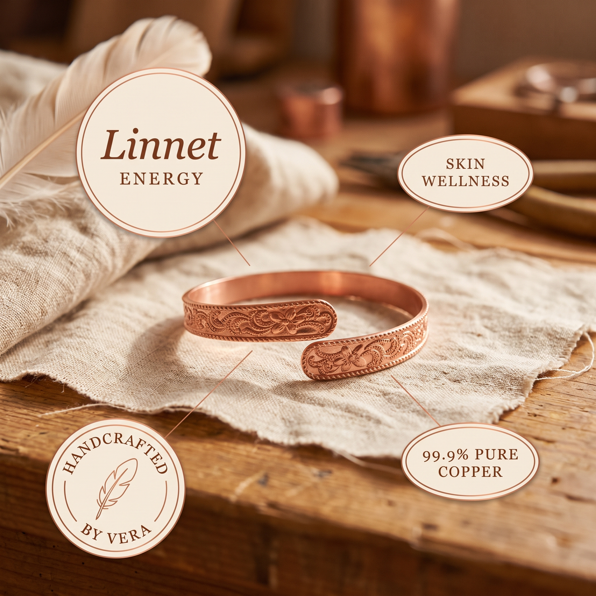 Koperen armband – Heide