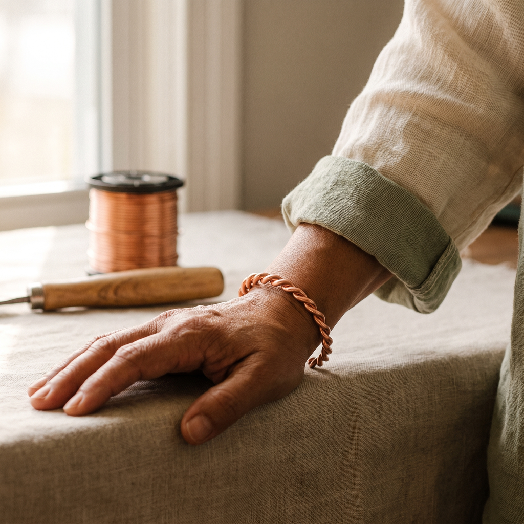Koperen armband – Veer