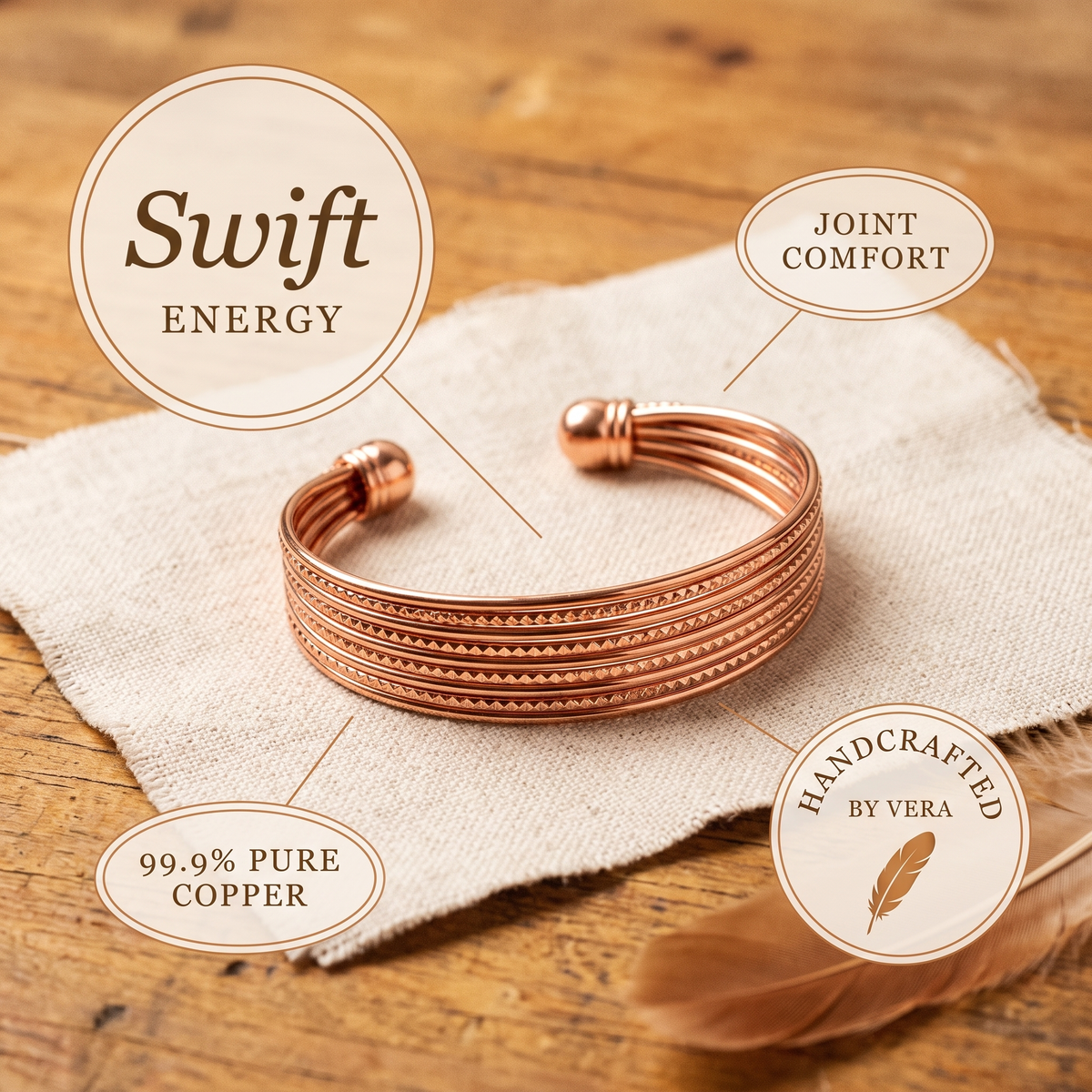 Koperen armband – Gierzwaluw
