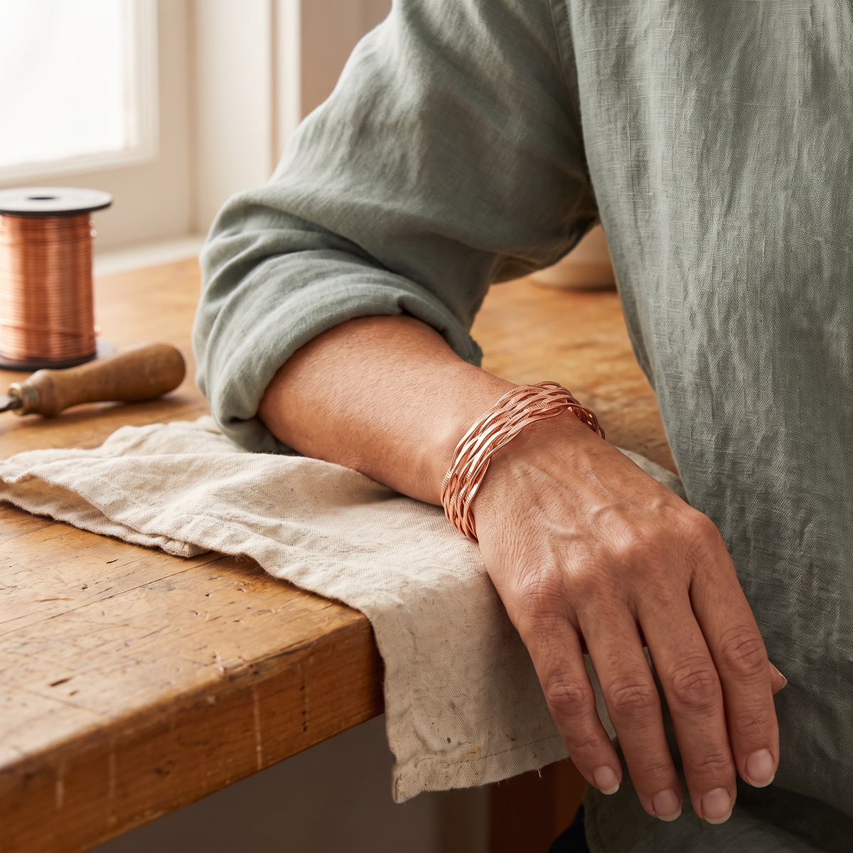 Koperen armband – Pluim