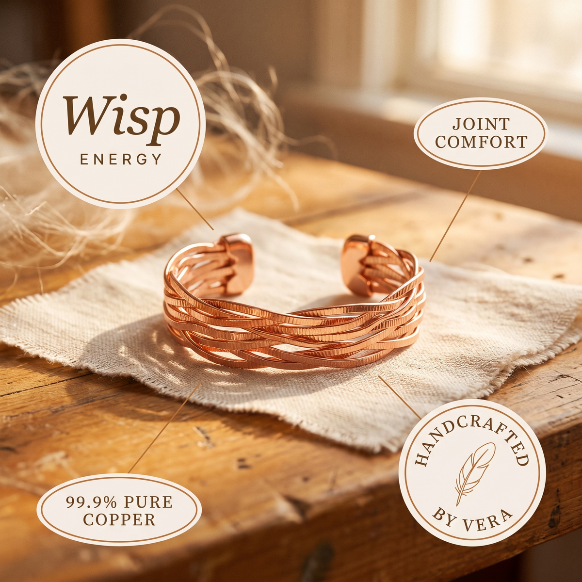 Koperen armband – Pluim