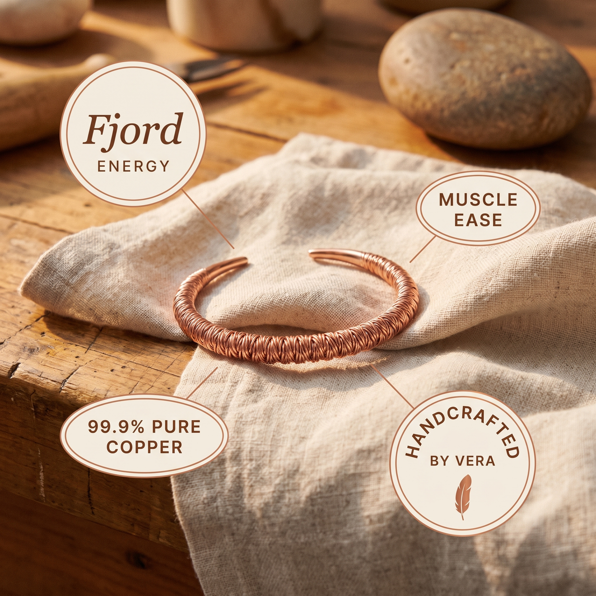 Koperen armband – Fjord