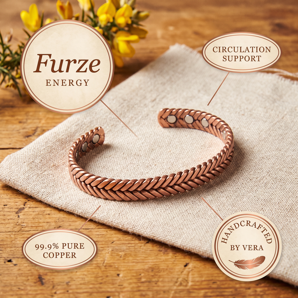 Koperen armband – Gaspeldoorn