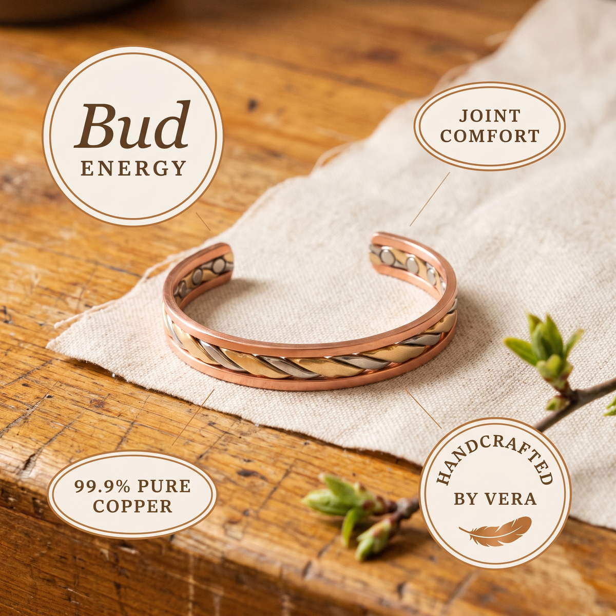 Koperen armband – Knop
