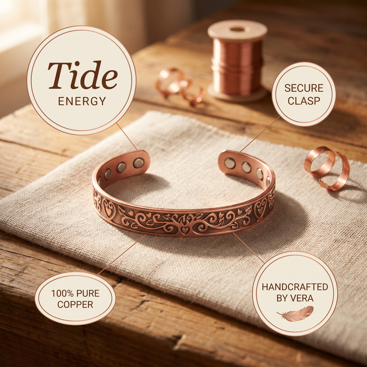 Koperen armband – Getij