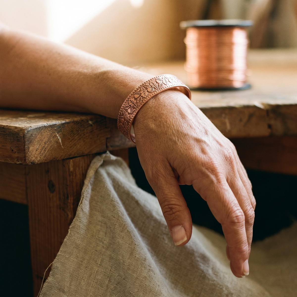 Koperen armband – Hout