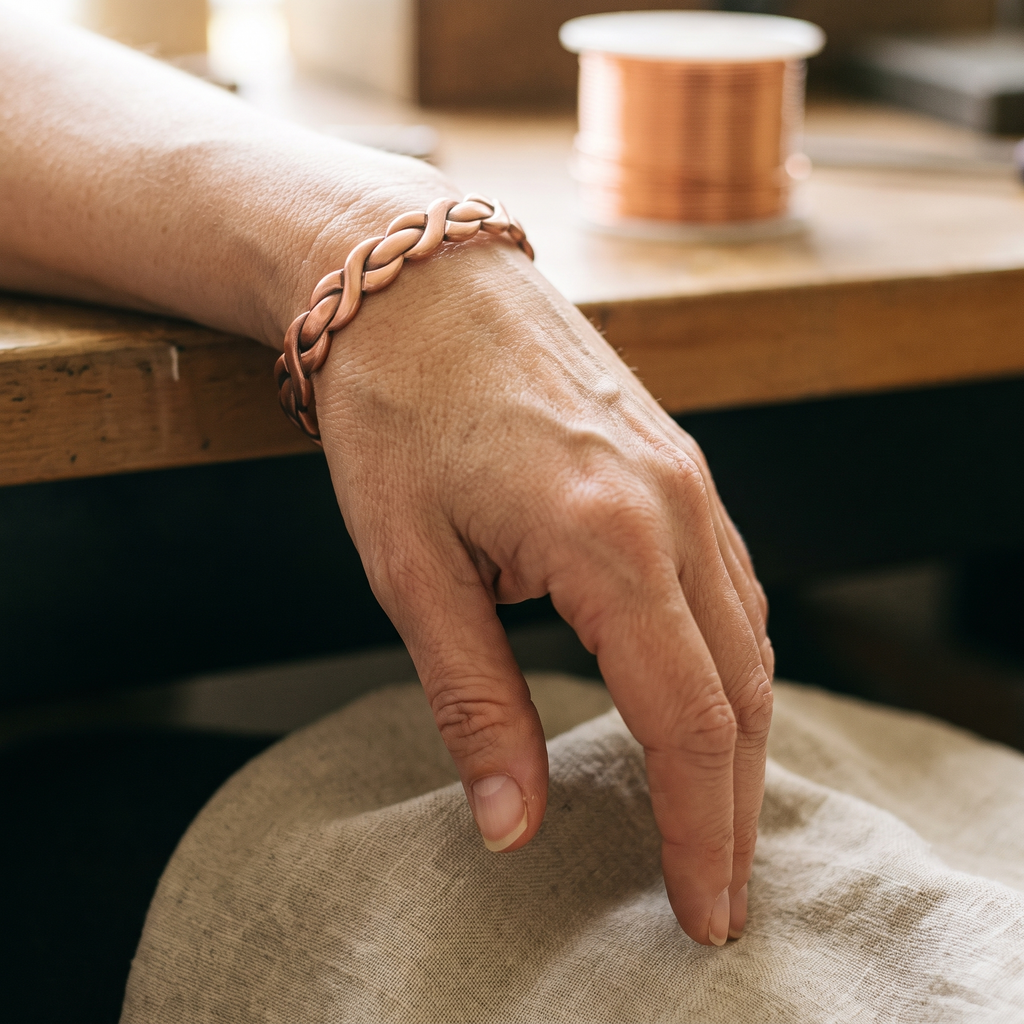 Koperen armband – Weefgetouw