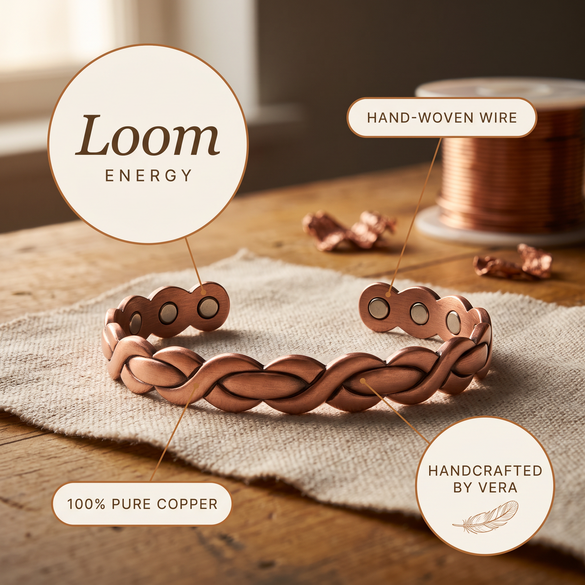 Koperen armband – Weefgetouw