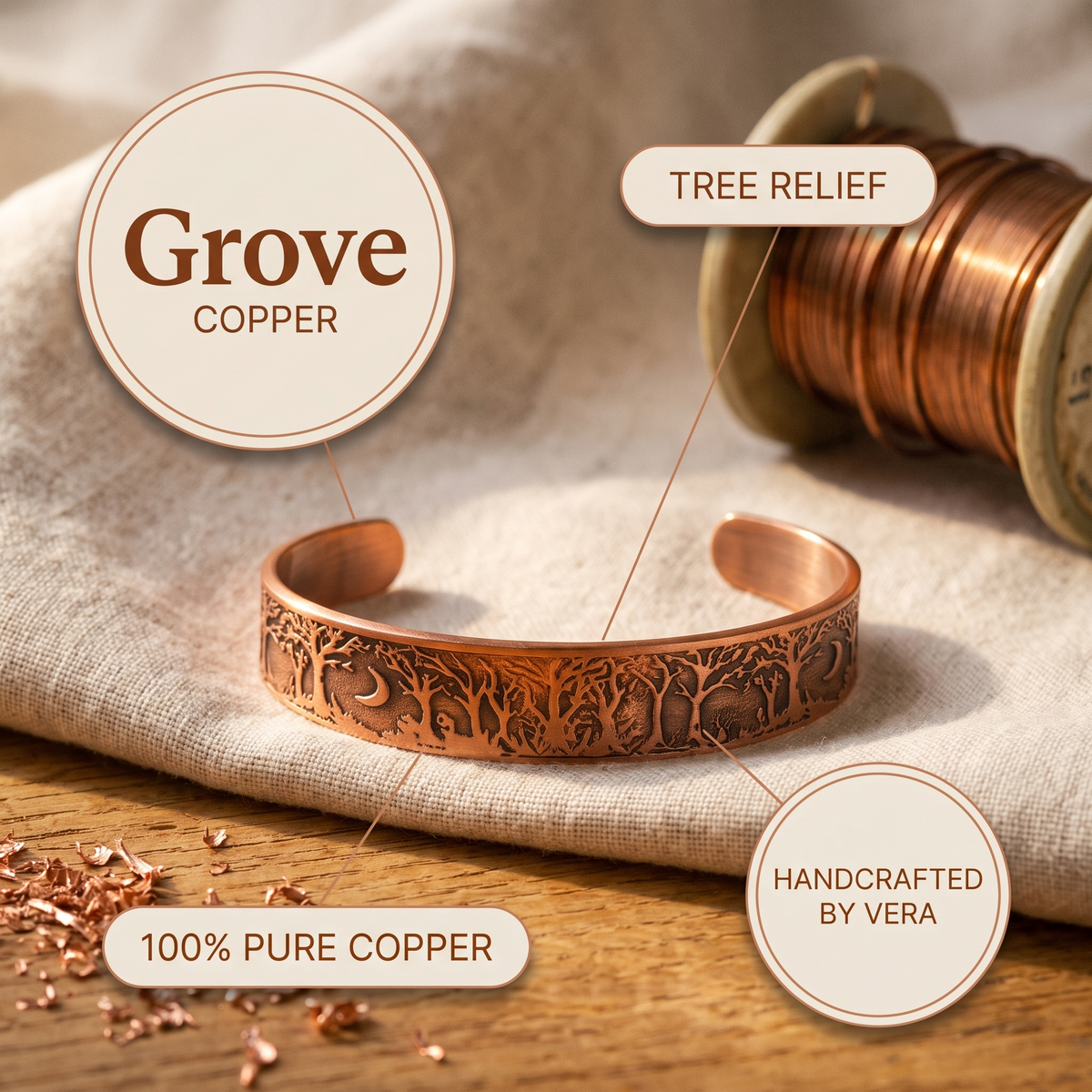 Koperen armband – Bosje II