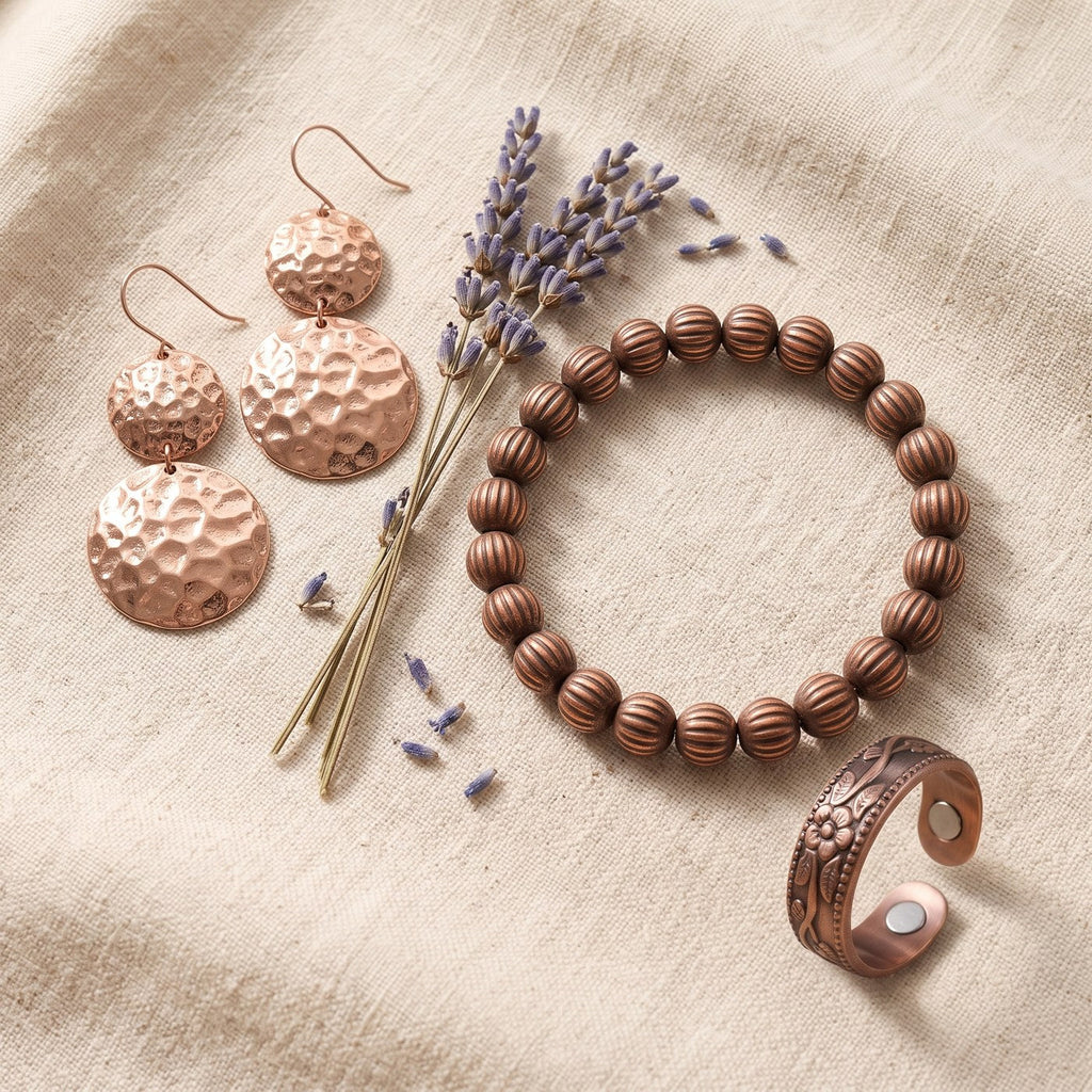 Set van drie koperen sieraden